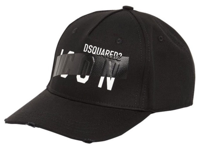 Dsquared2 – Baumwollkappe mit Icon-Tape in Schwarz 