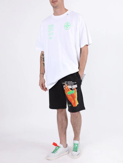 Off-White – Schwarze Shorts mit handbedrucktem Logo