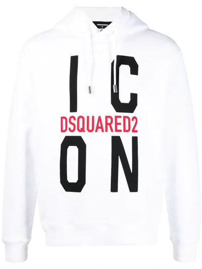 Dsquared2 – Weißer Kapuzenpullover mit Big Icon-Logo-Aufdruck