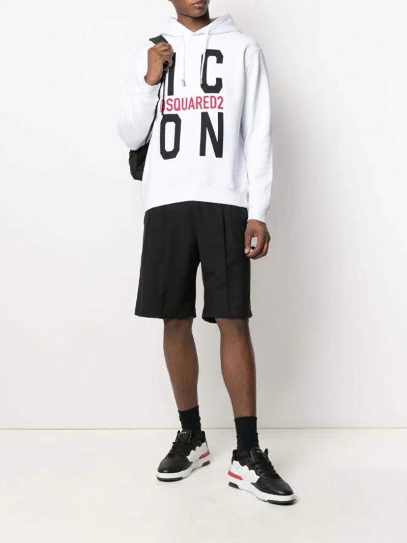 Dsquared2 – Weißer Kapuzenpullover mit Big Icon-Logo-Aufdruck