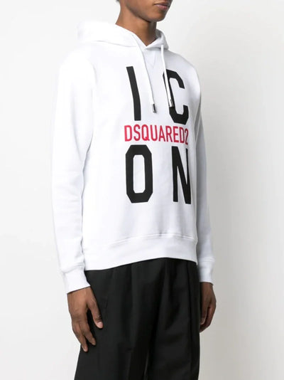 Dsquared2 – Weißer Kapuzenpullover mit Big Icon-Logo-Aufdruck