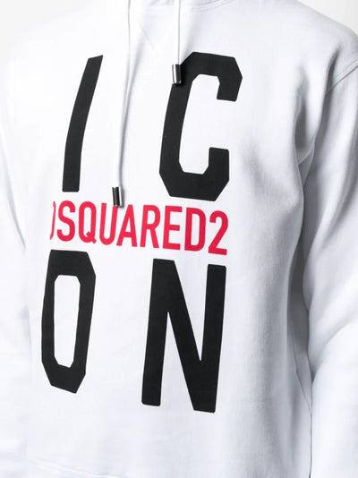 Dsquared2 – Weißer Kapuzenpullover mit Big Icon-Logo-Aufdruck