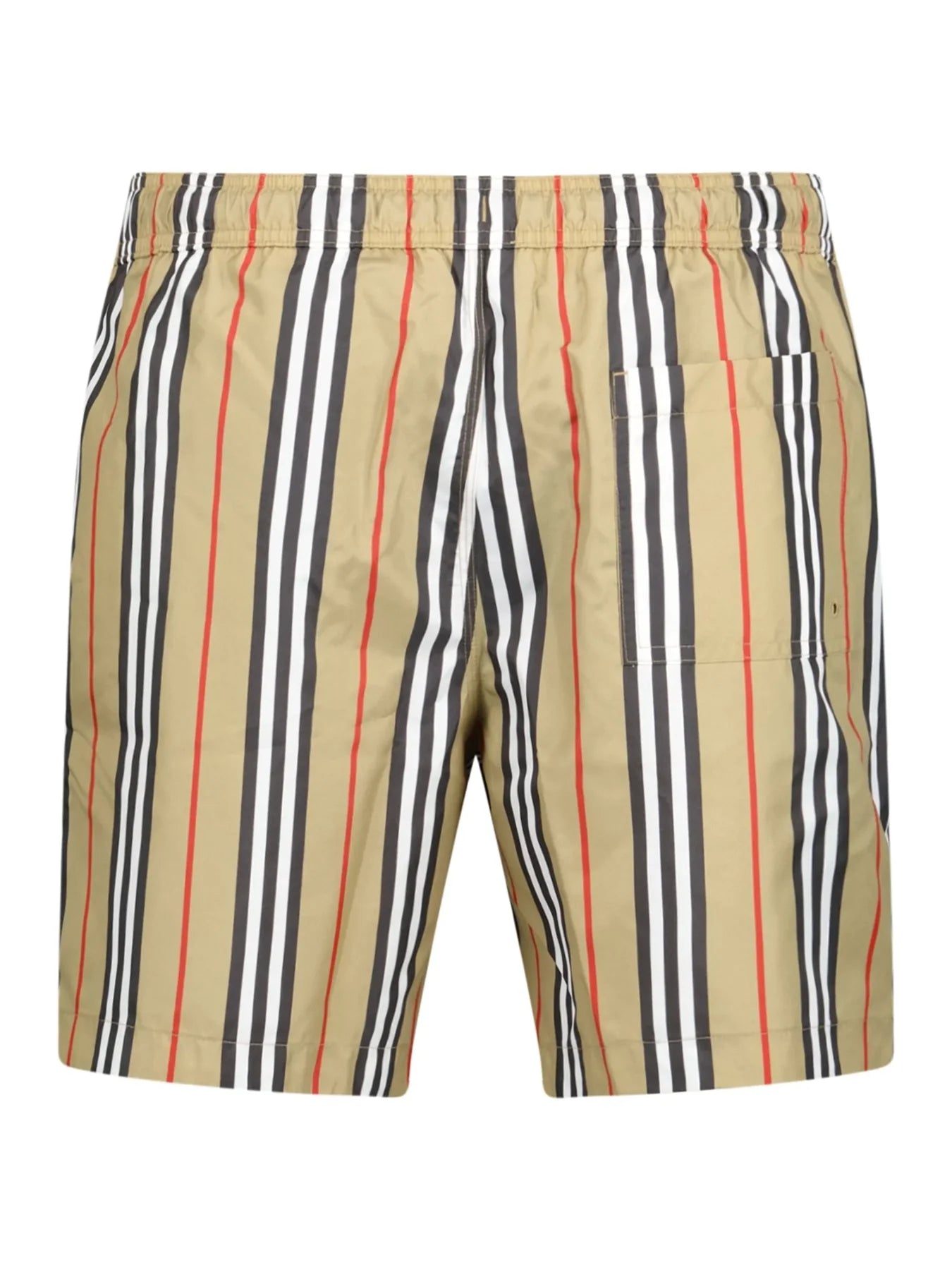 Burberry – Badeshorts mit gestreiftem Karomuster in Beige