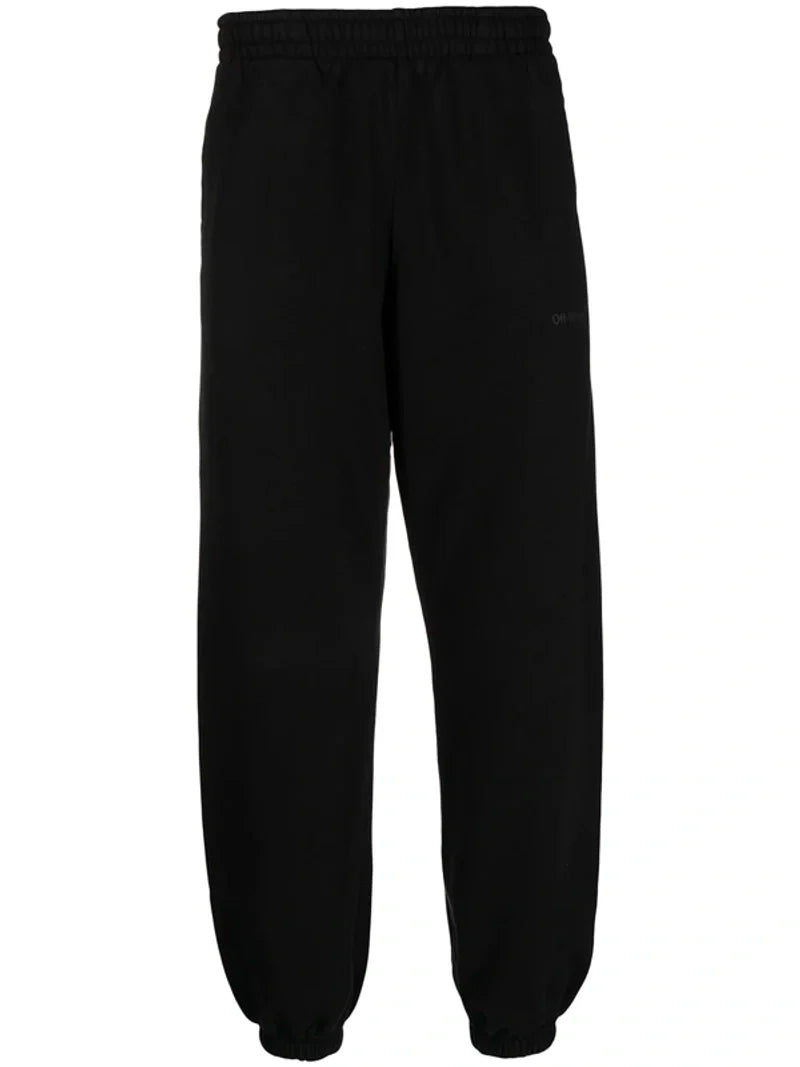 Off-White – Schwarze Jogginghose mit diagonalem Tab-Print