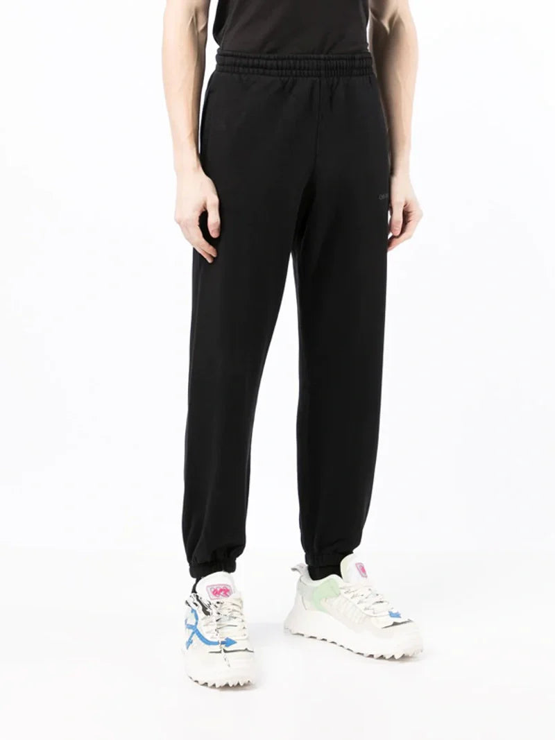 Off-White – Schwarze Jogginghose mit diagonalem Tab-Print