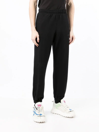 Off-White – Schwarze Jogginghose mit diagonalem Tab-Print