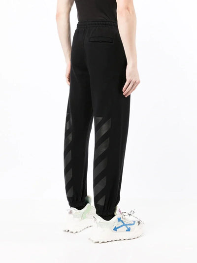 Off-White – Schwarze Jogginghose mit diagonalem Tab-Print