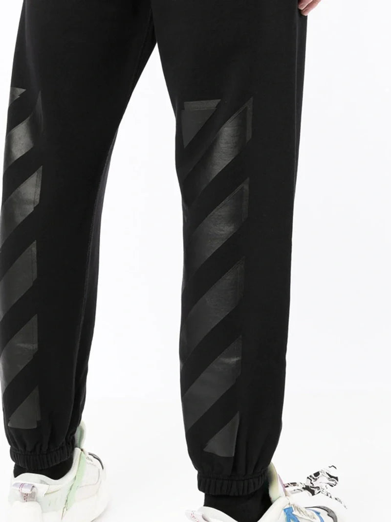 Off-White – Schwarze Jogginghose mit diagonalem Tab-Print
