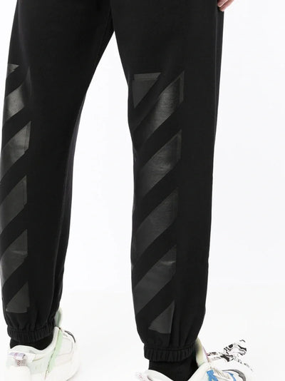 Off-White – Schwarze Jogginghose mit diagonalem Tab-Print