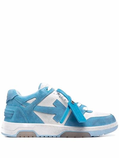 Off-White – Out of Office – Vintage-Sneaker aus Wildleder in Blau/Weiß