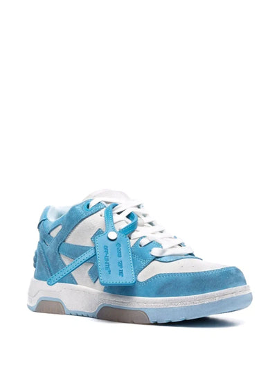 Off-White – Out of Office – Vintage-Sneaker aus Wildleder in Blau/Weiß