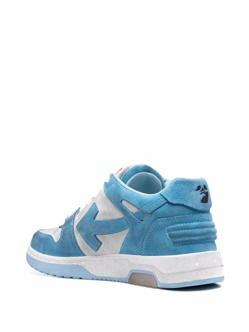 Off-White – Out of Office – Vintage-Sneaker aus Wildleder in Blau/Weiß