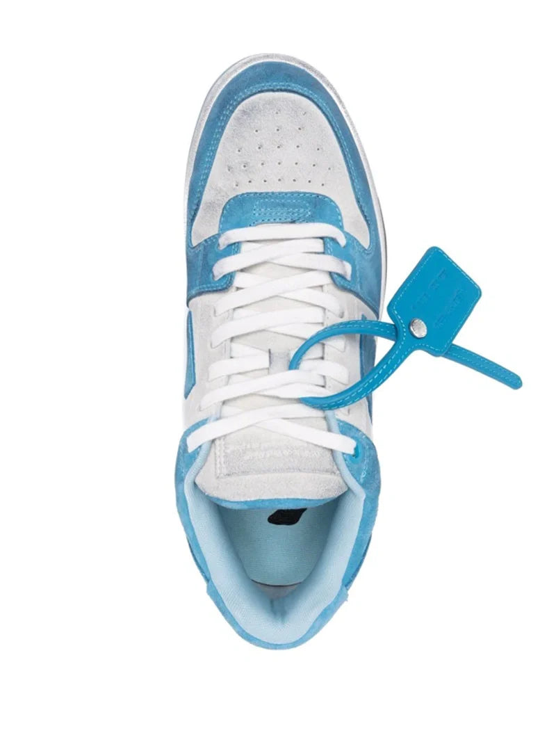 Off-White – Out of Office – Vintage-Sneaker aus Wildleder in Blau/Weiß