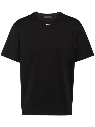 Prada – Schwarzes T-Shirt mit kleinem Logo-Print