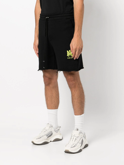 Amiri – Lime MA – Schwarze Shorts mit Logo-Print