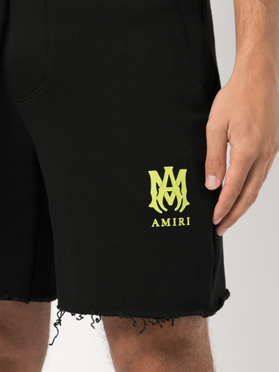 Amiri – Lime MA – Schwarze Shorts mit Logo-Print
