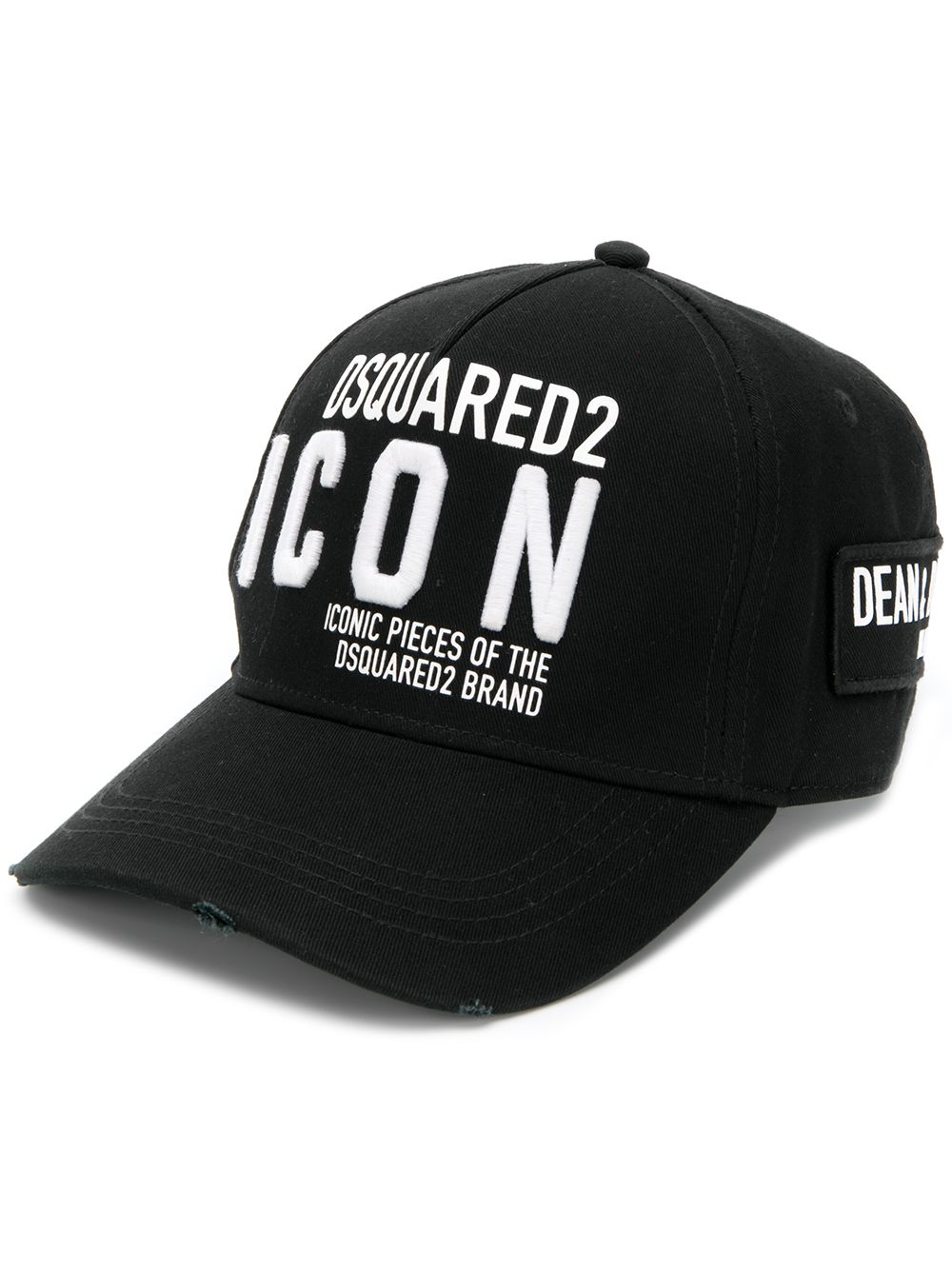 Dsquared2 – ICONIC – Baseballkappe mit gesticktem Logo in Schwarz