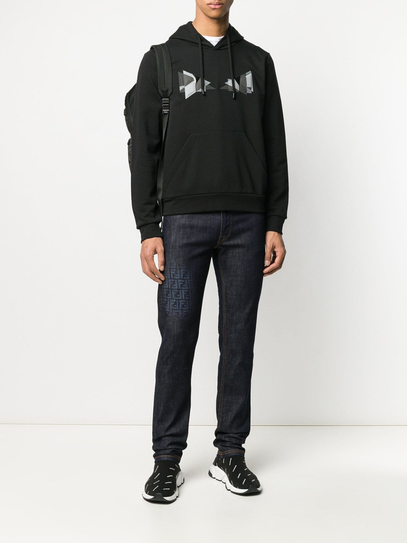 Fendi Bag Bugs Eye Hoodie Schwarz