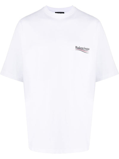 Balenciaga – Oversize-T-Shirt mit Logo-Aufdruck „Political Campaign“ in Weiß 