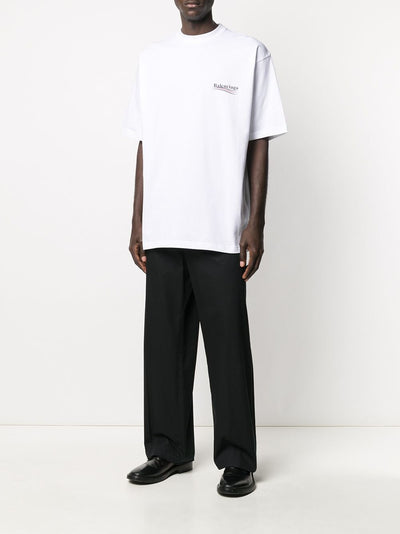 Balenciaga – Oversize-T-Shirt mit Logo-Aufdruck „Political Campaign“ in Weiß 