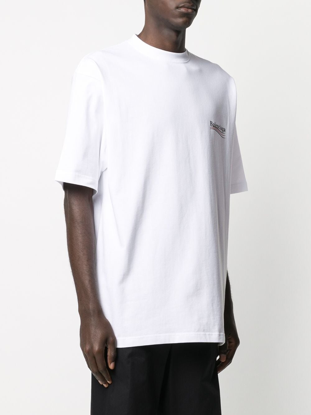 Balenciaga – Oversize-T-Shirt mit Logo-Aufdruck „Political Campaign“ in Weiß 