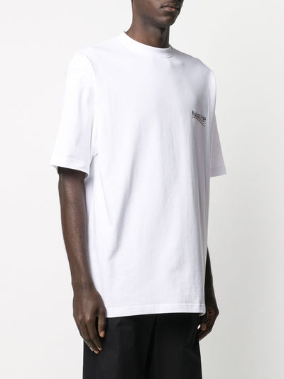 Balenciaga – Oversize-T-Shirt mit Logo-Aufdruck „Political Campaign“ in Weiß 