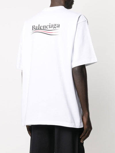 Balenciaga – Oversize-T-Shirt mit Logo-Aufdruck „Political Campaign“ in Weiß 