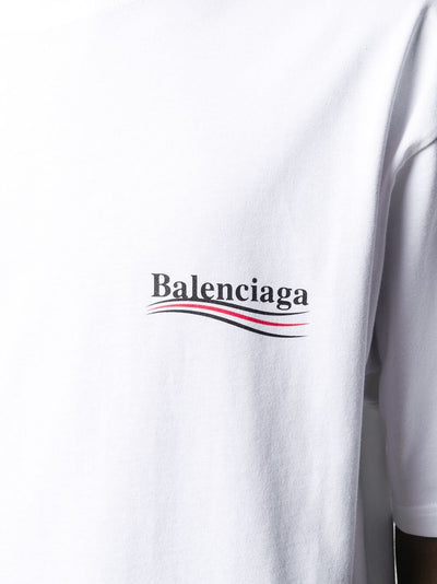 Balenciaga – Oversize-T-Shirt mit Logo-Aufdruck „Political Campaign“ in Weiß 