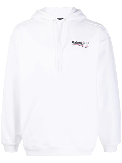 Balenciaga – Kapuzenpullover mit politischem Kampagnenlogo in Weiß