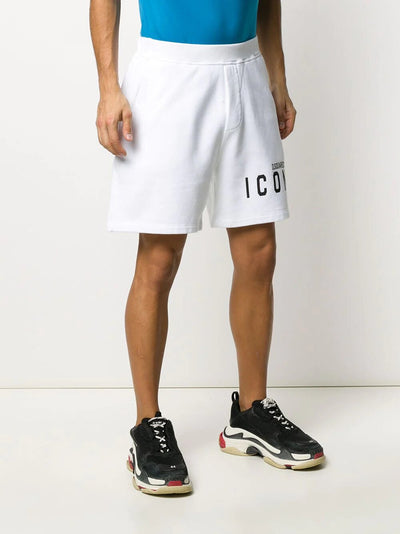 Dsquared2 – Shorts mit ICON-Logo-Print in Weiß