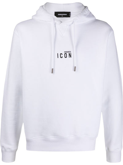 Dsquared2 – Weißer Kapuzenpullover mit kleinem Icon-Print