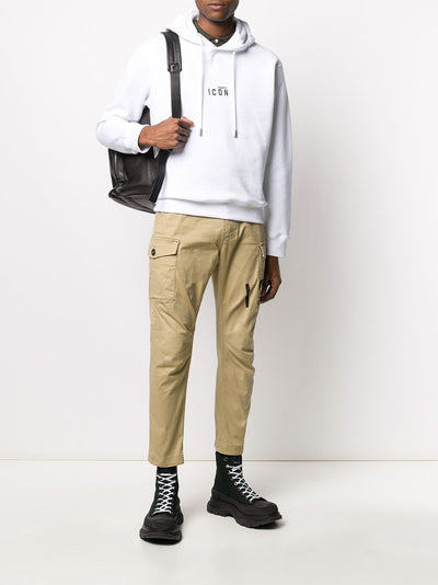 Dsquared2 – Weißer Kapuzenpullover mit kleinem Icon-Print