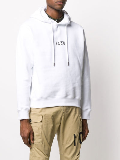 Dsquared2 – Weißer Kapuzenpullover mit kleinem Icon-Print