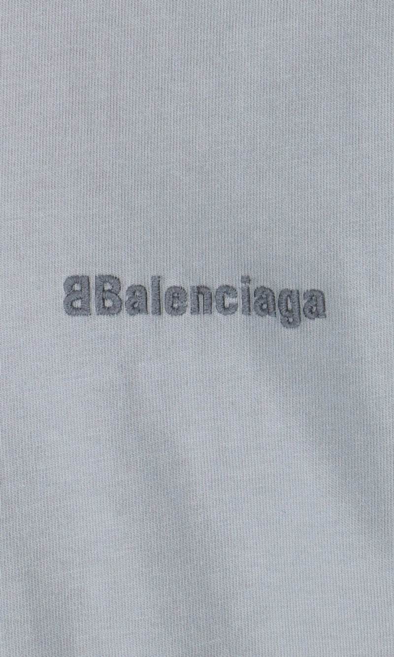 Balenciaga – Oversize-T-Shirt mit aufgesticktem BB-Logo in Grau
