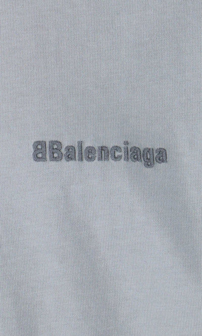 Balenciaga – Oversize-T-Shirt mit aufgesticktem BB-Logo in Grau