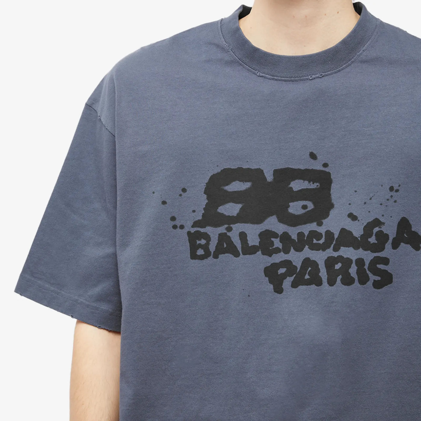 Balenciaga – T-Shirt mit handgezeichnetem BB-Symbollogo in Blau