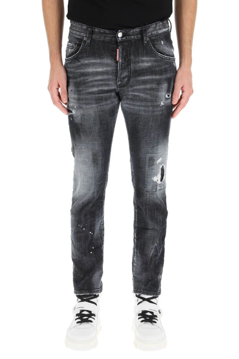 Dsquared2 – Cool Guy – Zerrissene, knielange Jeans in Schwarz