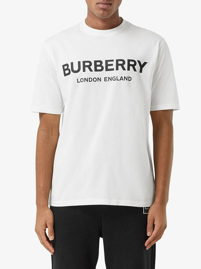 Burberry London – T-Shirt „Letchford“ mit Logo-Print in Weiß 