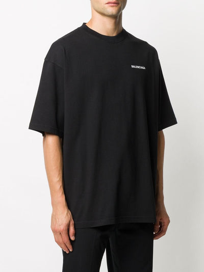 Schwarzes Oversize-T-Shirt mit Balenciaga-Logo 