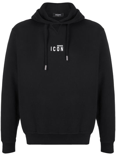 Dsquared2 – Schwarzer Kapuzenpullover mit kleinem Icon-Print 