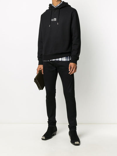Dsquared2 – Schwarzer Kapuzenpullover mit kleinem Icon-Print 