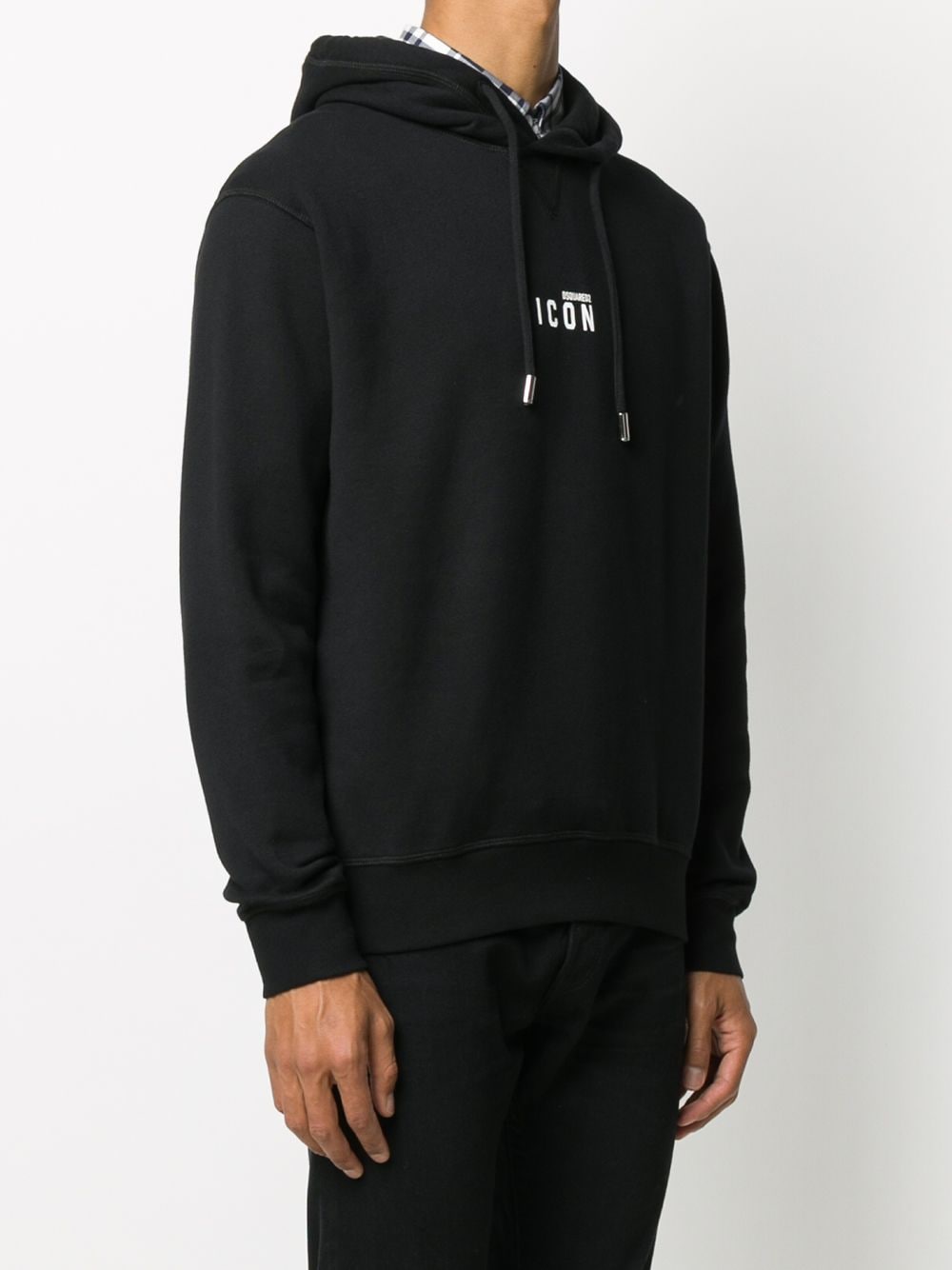 Dsquared2 – Schwarzer Kapuzenpullover mit kleinem Icon-Print 