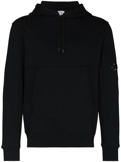 CP Company – Schwarzer Baumwoll-Hoodie mit Logo-Patch