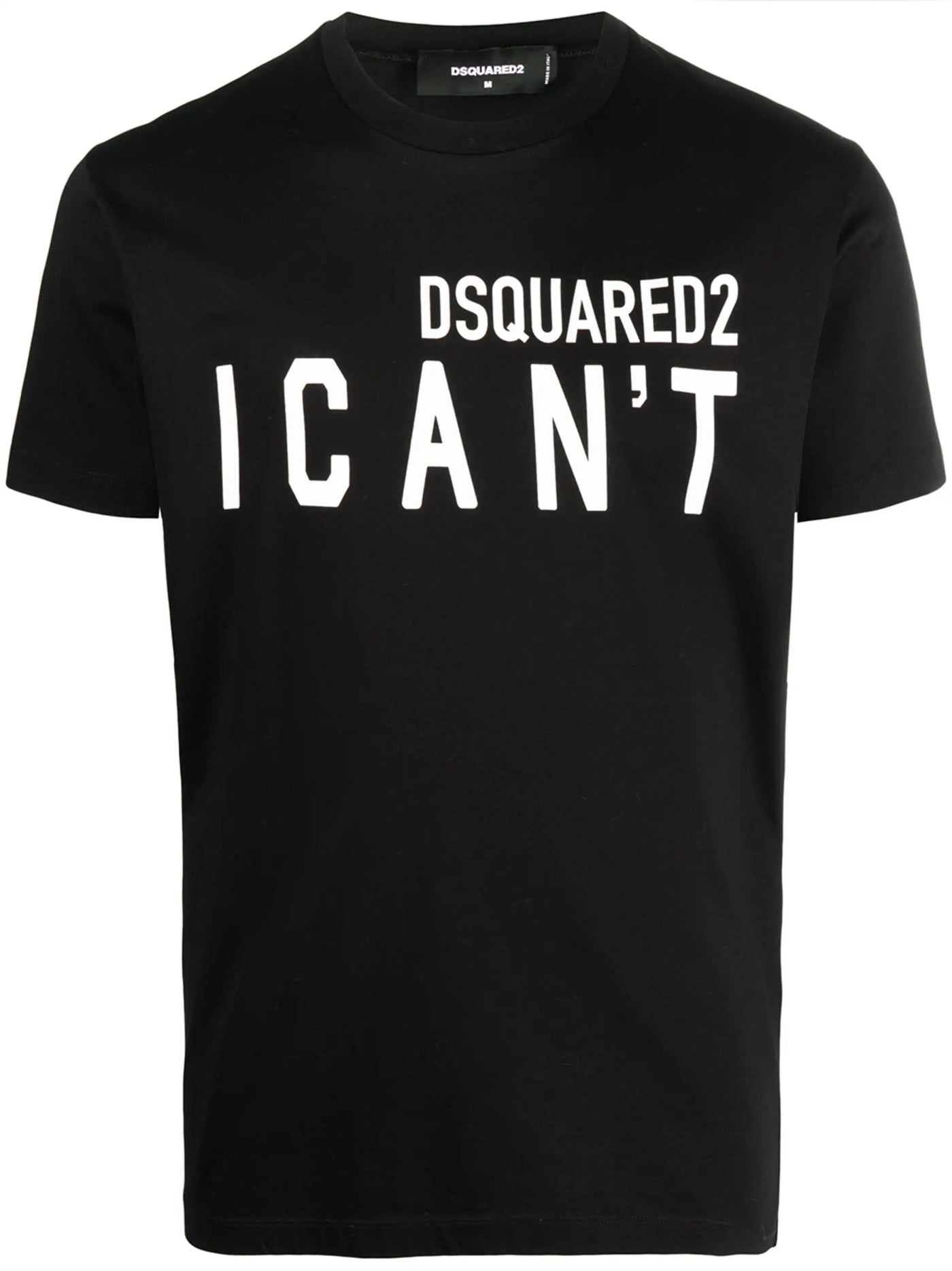 Dsquared2 – Schwarzes T-Shirt mit „I Can't“-Logodruck