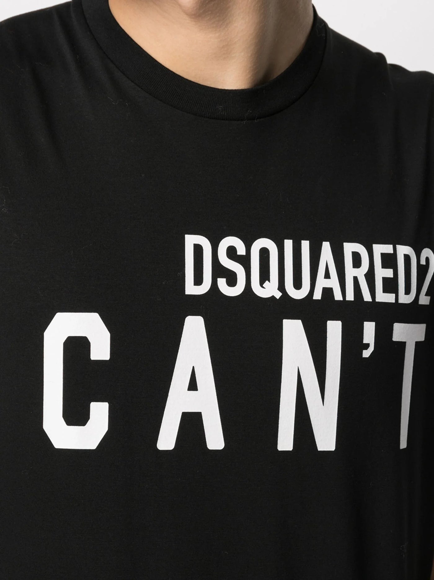 Dsquared2 – Schwarzes T-Shirt mit „I Can't“-Logodruck