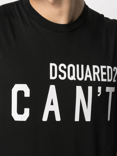 Dsquared2 – Schwarzes T-Shirt mit „I Can't“-Logodruck