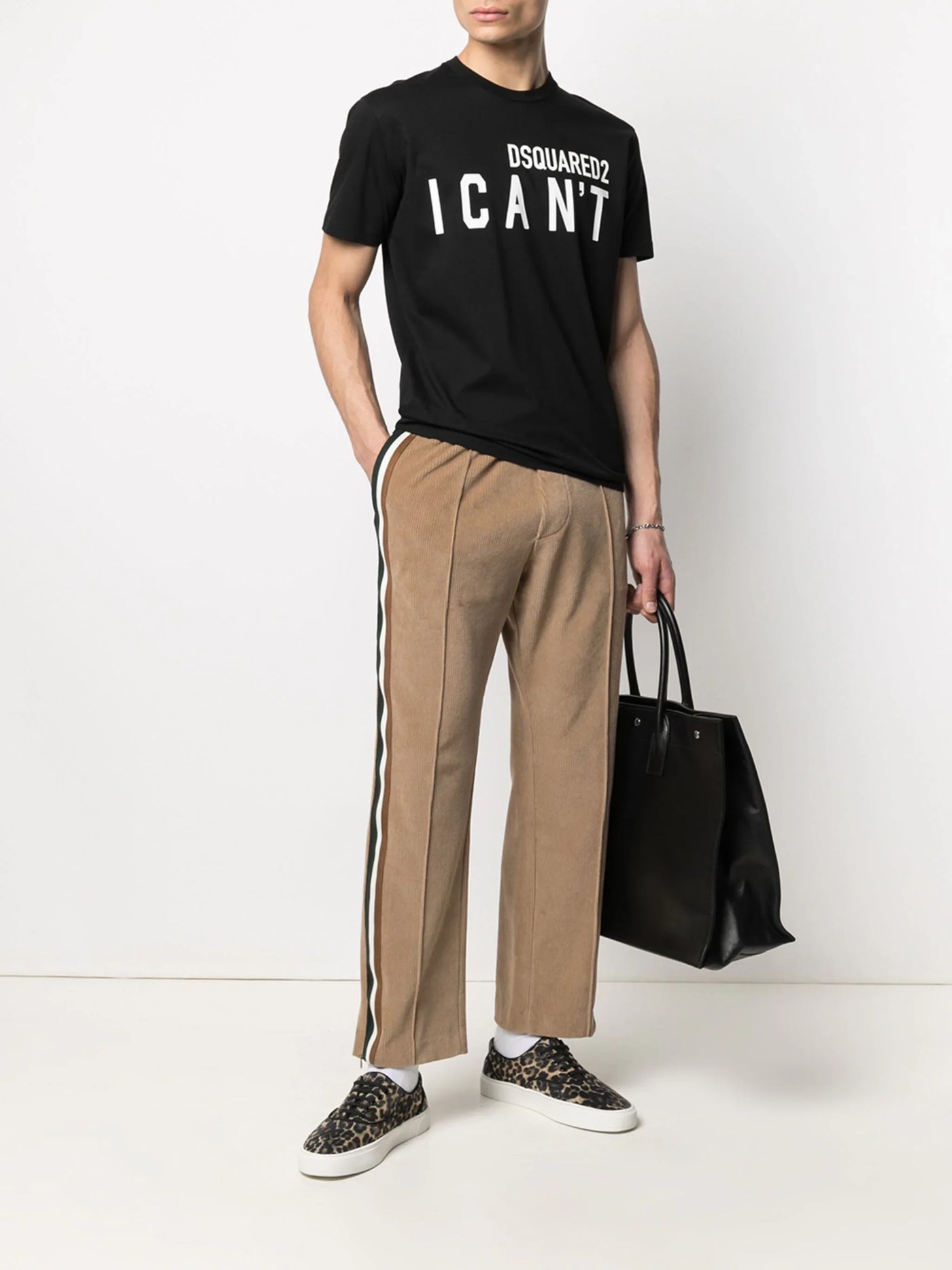 Dsquared2 – Schwarzes T-Shirt mit „I Can't“-Logodruck