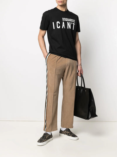 Dsquared2 – Schwarzes T-Shirt mit „I Can't“-Logodruck