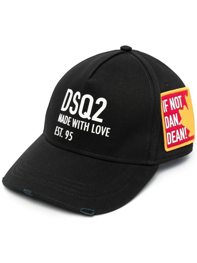 Dsquared2 – Baseballkappe mit Stickerei „Made with Love“ in Schwarz
