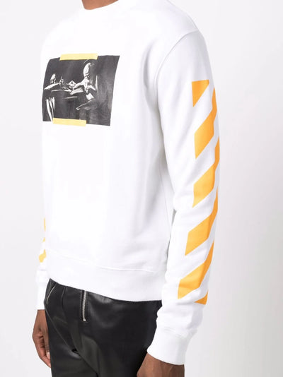 Off-White – Weißes Sweatshirt mit Caravaggio-Gemälde